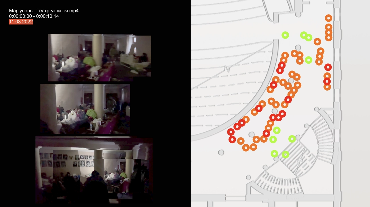 Working with video fragments to determine the number of people in the corridor of the theater lobby. ©Center for Spatial Technologies