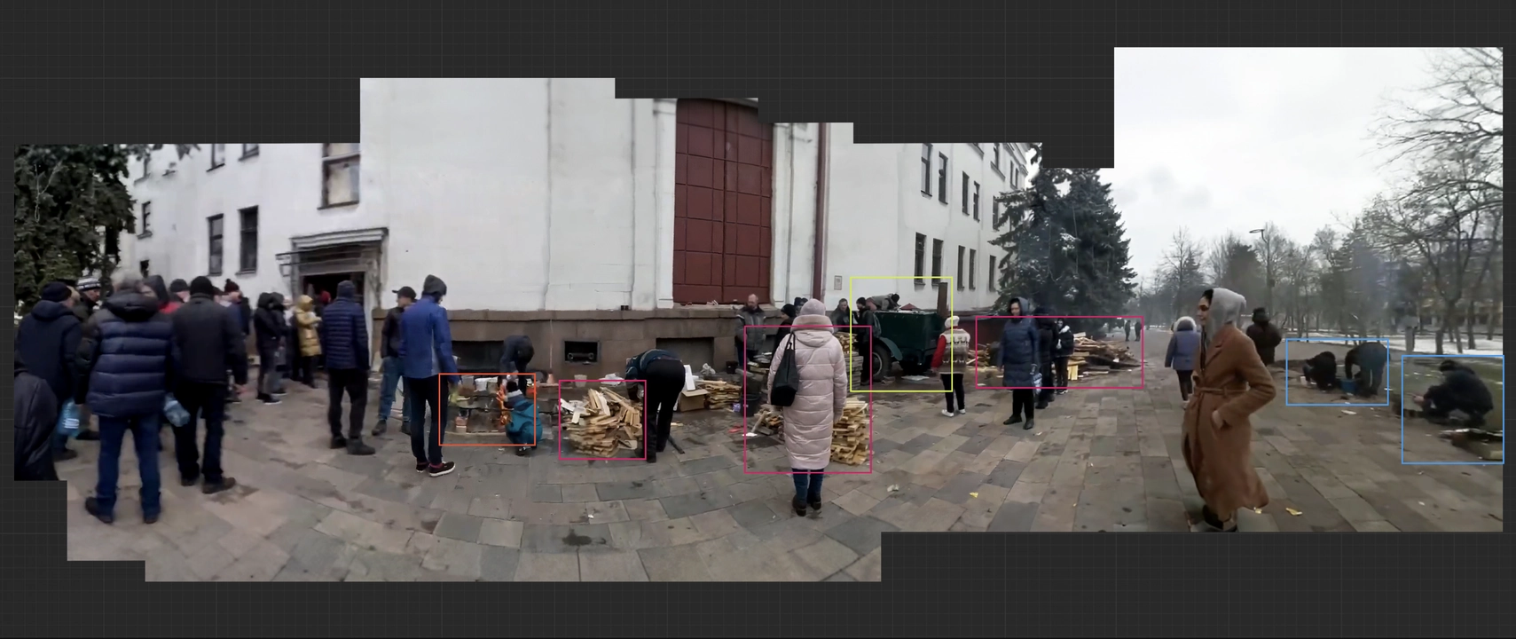 Compilation of frames from a video into a panorama. ©Center for Spatial Technologies